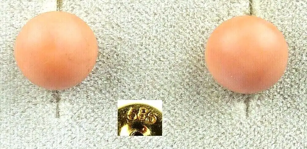 Ohrringe/Stecker aus 585er Gold mit Koralle/Lachskoralle   (da4560) 0