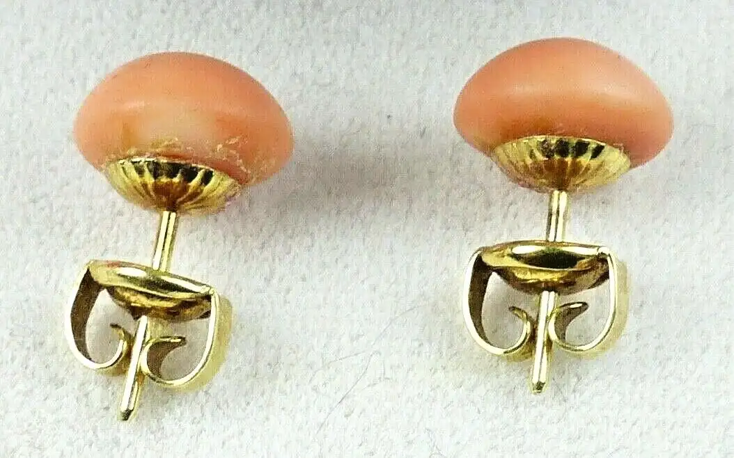 Ohrringe/Stecker aus 585er Gold mit Koralle/Lachskoralle   (da4560) 1