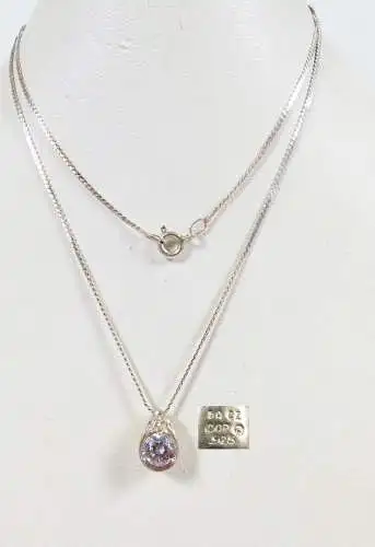 Kette aus 925 Silber mit Anhänger aus 925 Silber mit weißem Stein  (da6118)