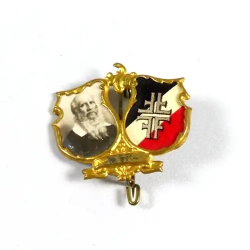 Antike Brosche Abzeichen mit Turnvater Jahn hinten signiert