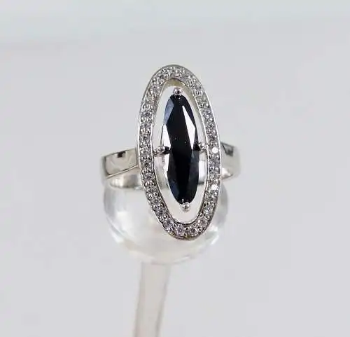Ring aus 925 Silber mit blauem und weißen Steinen, Gr. 64/Ø 20,3 mm  (da6947)