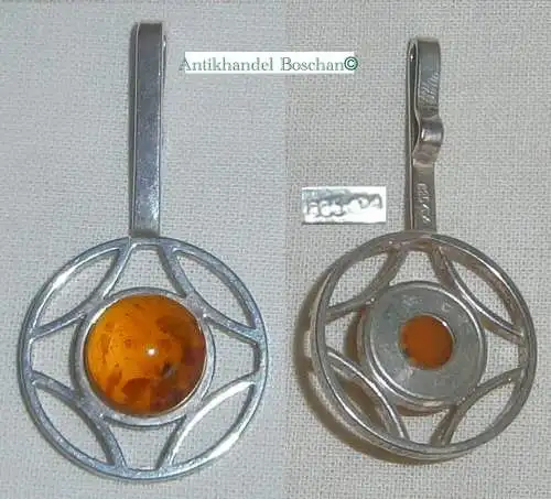 Art Déco-Anhänger Firma Fischland 835 Silber mit Bernstein/Amber