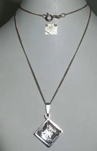 Tolle alte Kette aus 925er Silber mit Anhänger mit Bergkristall (da4226)
