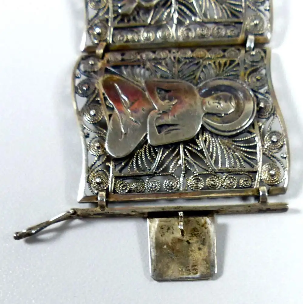 altes sehr dekoratives Armband aus 835 Silber mit chinesischen Motiven 2