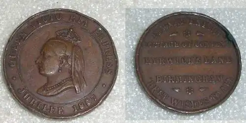 QUEEN VICTO RIA EMPRESSJUBILEE 1887, Bronze-Medaille   (da4164)