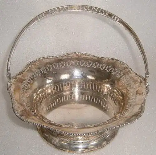 Silber-Schale/Korb mit Henkel 800 Silber Seybold & Hirschauer Hanau