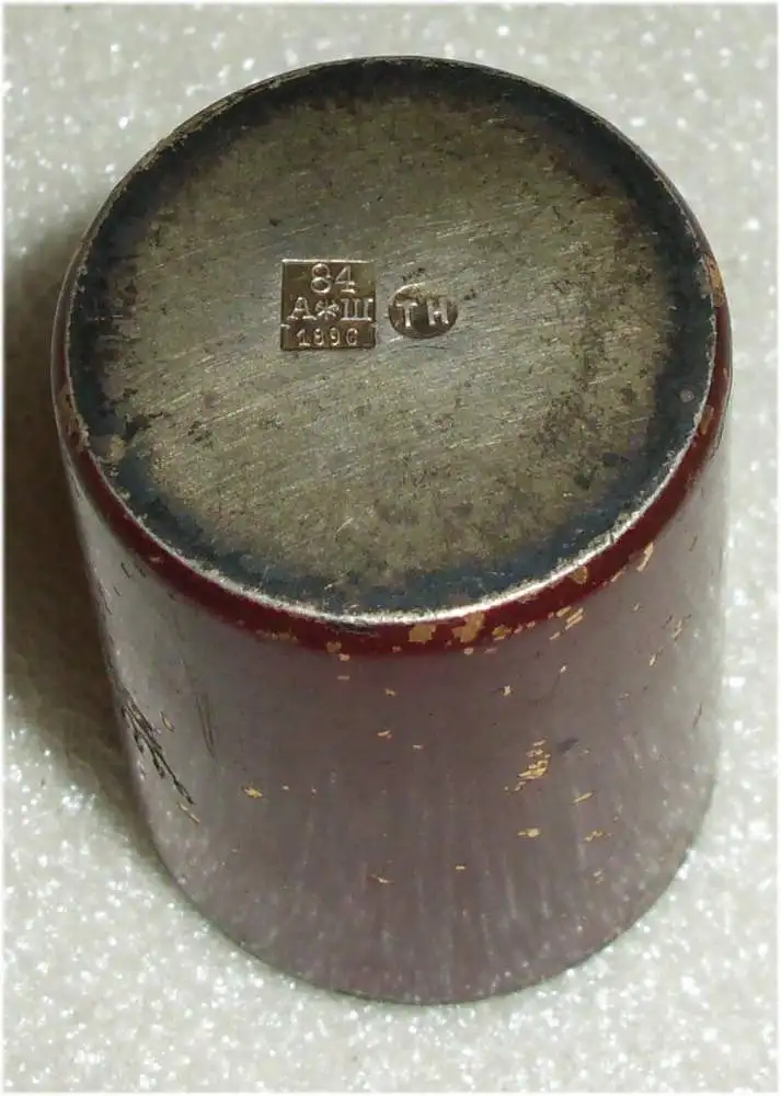russischer alter emaillierter Schnaps-Becher mit Krone aus 84er Silber (da3376) 2
