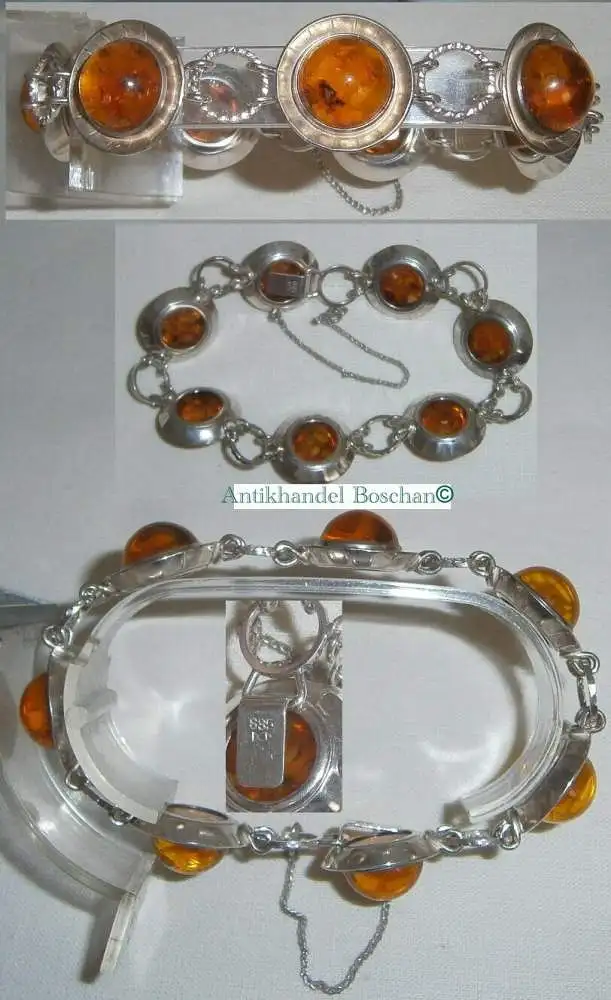 Tolles Armband Firma Fischland 835 Silber mit Bernstein/Amber 1