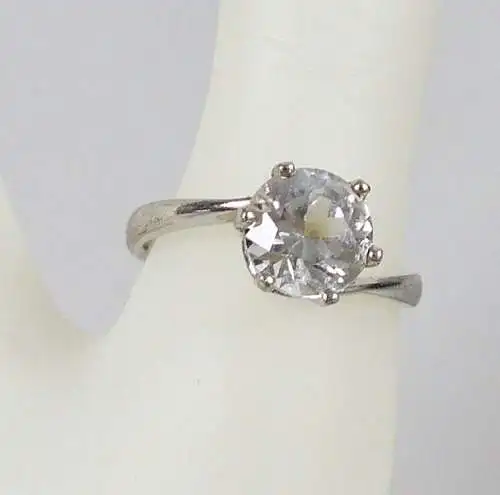 Ring aus 925 Silber mit weißem Edelstein, Gr. 56/Ø 17,8 mm  (da6651)