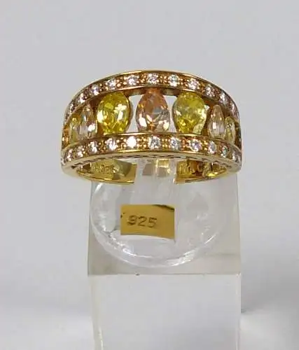 Ring aus 925er Silber vergoldet mit Farbsteinen, Gr. 57,5/Ø 18,2 mm  (da5388)