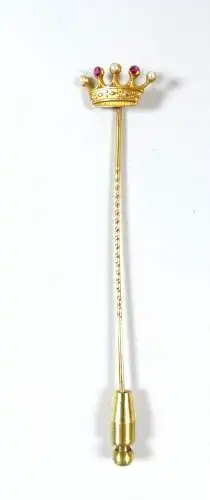Krawattennadel aus 585 Gold mit Rubinen und Perlen