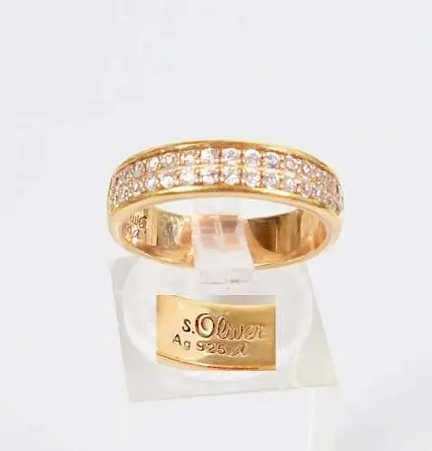 S. Oliver Ring aus 925 Silber vergoldet mit weißen Steinen  (da6126)