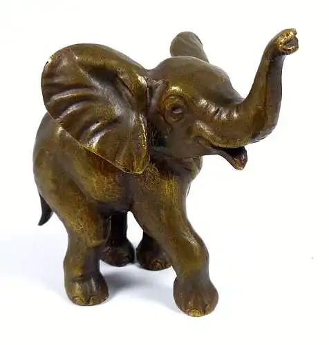 schöner alter lustig lachender Elefant  aus Bronze schöne alte Arbeit