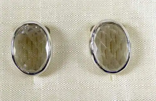 Ohrringe Clips aus 925 Silber mit Champagnerkristall