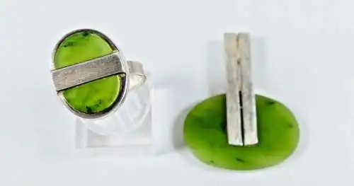 Set Ring und Anhänger aus 925 Silber mit grünen Edelsteinen (da6678)