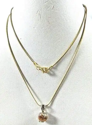 Kette aus 925 Silber vergoldet mit Anhänger mit Champagnerkristall       