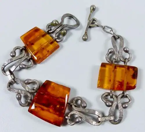 altes Designer Armband aus Silber mit Bernsteinen/Amber          (da6394)