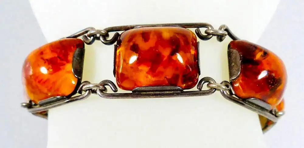 Tolles Armband aus 835 Silber 19 cm mit Bernstein Fischland pb Peter Brommhold 0