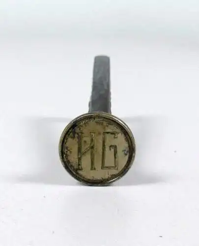 alte Jugendstil Petschaft aus Bronze mit Gravur WMF versilbert mit Monogramm HG