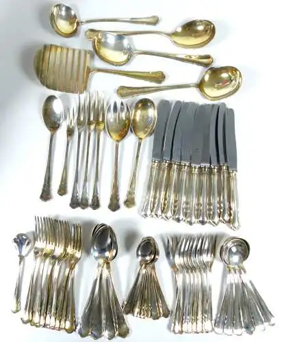 Wilkens Dessertbesteck Chippendale 90 Silberauflage viele Vorlegern 61 Teile