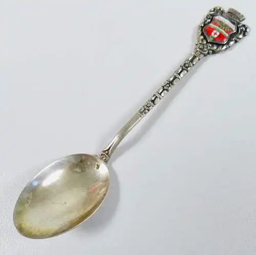 Sammlerlöffel Ruhpolding aus 800 Silber emailliert, original alt   (da6803)