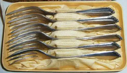6 Kuchengabeln 90er Silberauflage