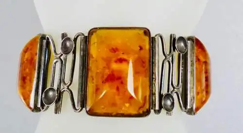 Tolles Armband aus 835 Silber 19 cm mit Bernstein Fischland PB Peter Brommhold