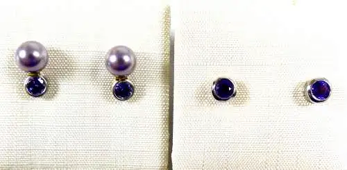 2 Paar Ohrringe aus 925 Silber mit Perle und Zirkonia und mit Amethyst