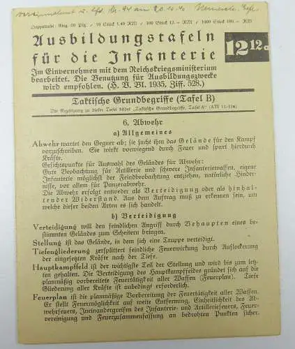 Ausbildungstafeln für die Infanterie 12  12a  Taktische Grundbegriffe (da4874)