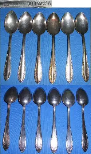 6 sehr schöne alte Alpacca Kaffeelöffel