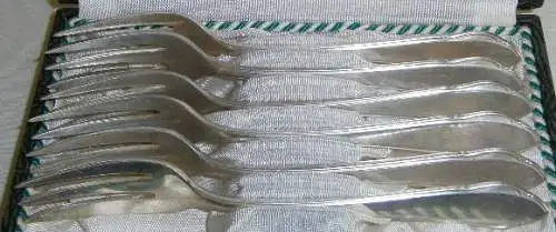 6 WMF Kuchengabeln 90iger Silberauflage