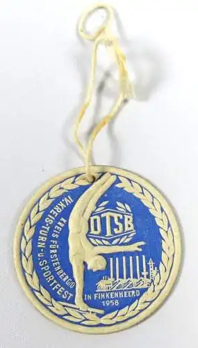 original alte Anhänger geprägte Pappe 1958 Finkenherd DTSB    sehr selten