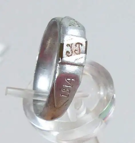 Soldatenring 1. WK 1914 graviert 1914 und 1915 in Kupfer JT  (da5498)