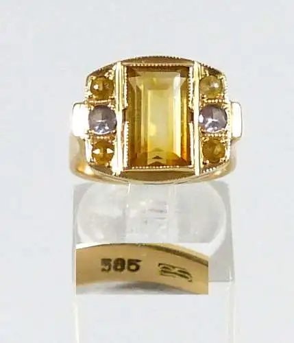 Ring aus 585 Gold mit Citrin Gr. 55/Ø 17,5 mm