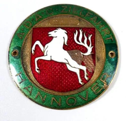 original alte ADAC Plakette emailliert Zielfahrt Hannover 20.03.1927