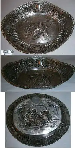Gründerzeit-Silberschale aus 800 Silber Engel mit Rosen