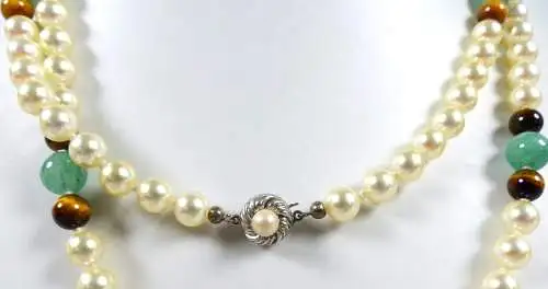 Perlenkette mit Schoß aus 835 Silber sehr lang