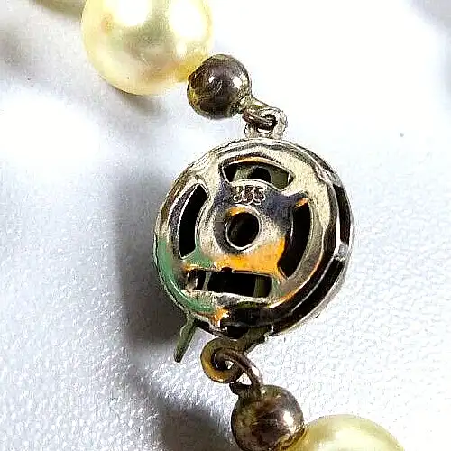 Perlenkette mit Schoß aus 835 Silber sehr lang