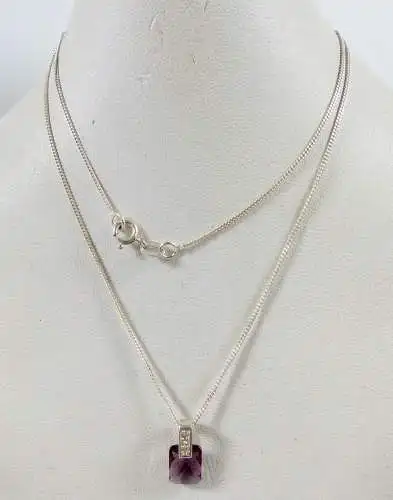Kette aus 925 Silber mit Anhänger aus 925 Silber mit Amethyst  