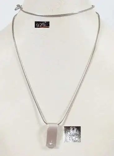 Kette aus 925 Silber mit Anhänger aus 925 Silber mit weißem Stein    (da6120)