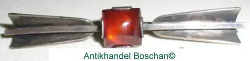 Tolle Brosche aus 835 Silber mit Bernstein mit Fisch signiert   (d0428)
