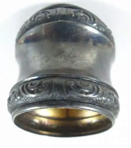 original alter Servietenring Alpacca mit Monogramm CP signiert Herzalp