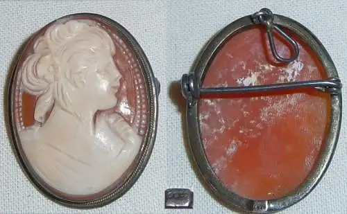 wunderschöne alte sehr schöne Gemme als Brosche oder Anhänger 925 Silber (c8958)