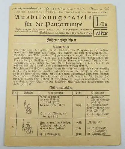 Ausbildungtafeln für die Panzertruppen I  / Ia  Führungszeichen  (da4880)