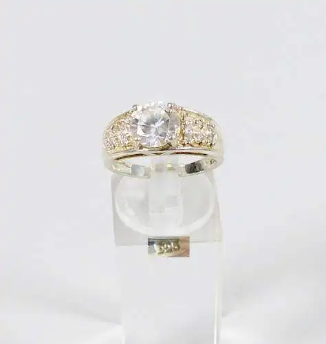 Ring aus 925 Silber mit weißen Edelsteinen, Gr. 56/Ø 17,8 mm  (da6073)
