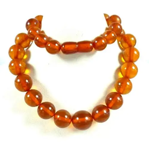 Alte Bernstein Amber Kette mit runden Perlen 41 Gramm