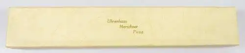 Alte Schmuckschachtel für Uhr mit Werbung Uhrenkaufs Marschner Pirna (da6231)