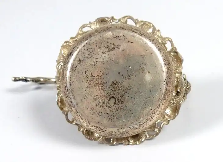 Teesieb mit Abtropfschale mit Rosen aus 835 Silber signiert CB 4