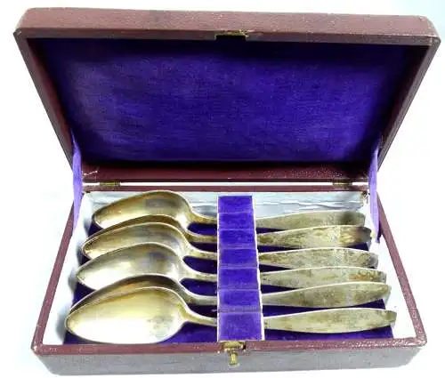 6 Biedermeilöffel Silber 12 Lot um 1874 mit Monogramm F. Weber in OVP