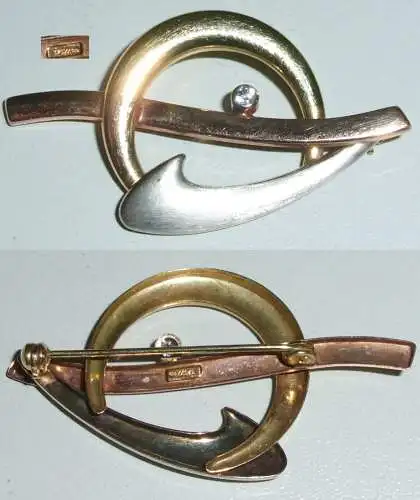 Brosche Multicolor aus 333er Gold mit weißem Stein (da4215)